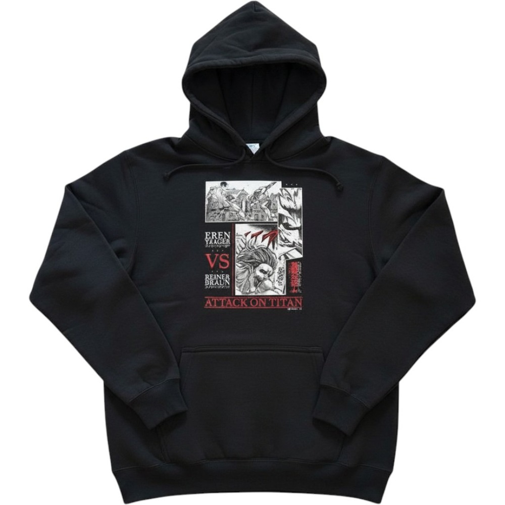 Attack‎ on Titan Eren Yeager vs Reiner Braun Black Hoodie Sweatshirt Unisex M